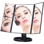 Extralink miroir de maquillage avec grossissement, noir, extensible, éclairé, avec support
