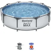 Bestway Steel Pro MAX ronde 305x76cm Piscine à cadre acier avec pompe de filtration Gris 56408