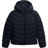 Superdry pour femme. W5012142A Veste matelassée à capuche Fuji Padded bleu marine (S), Casuel, Polyester
