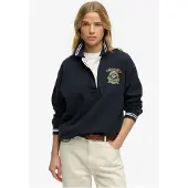 Superdry pour femme. W6012211A Sweat Crest Rugby marine (S), Casuel, Coton, Manche longue