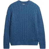 Superdry pour homme. M6110697A Pull Jacob Cable bleu (XXL), Casuel, Acrylique