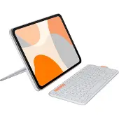 Logitech Étui-clavier à rabat pour iPad et iPad Air 11 pouces (M4 et M5) (5e génération) - Gris clair