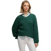Superdry pour femme. W6110742A Pull oversize à motifs torsadés vert (XL), Casuel, Coton
