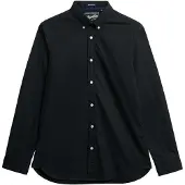 Superdry pour homme. M4011064A Essentials Tailored Lite Shirt noir (S), Coton, Classique, Manche longue