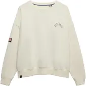 Superdry pour femme. W2012446A Athletic - Sweat-shirt ras du cou imprimé et décontracté - blanc cassé (M), Beige, Casuel, Coton