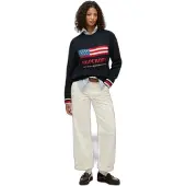 Superdry Americana Crew Knit Sweatshirt Bleu XS Femme
