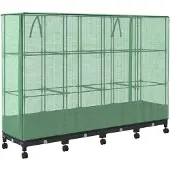 vidaXL Jardinière avec couvercle de serre et roulettes, lot de 4, PP