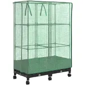 vidaXL Jardinière avec couvercle de serre et roulettes, lot de 2, PP
