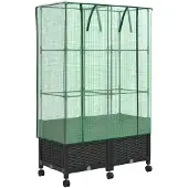 vidaXL Jardinière avec couvercle de serre et roulettes, lot de 2, PP