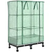 vidaXL Jardinière avec couvercle de serre et roulettes, lot de 2, blanc