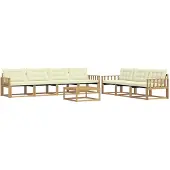 vidaXL Ensemble de salon de jardin 8 pièces, blanc et crème