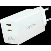 Logilink Prüfen (65 W, 2 ports), Chargeur USB, Blanc