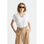 Scotch & Soda U9a01223t Short Sleeve V Neck T-shirt Blanc L Femme