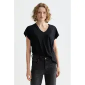 Scotch & Soda U9a01223t Short Sleeve V Neck T-shirt Noir S Femme