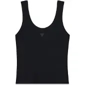 GUESS pour femme. W6YP51K4539 Top à bretelles avec logo noir (S), Casuel, Coton, Sans manches / bretelles