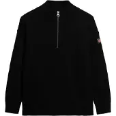 Superdry Femme Pull en Maille à Demi-zip Décontracté Black Taille: 42