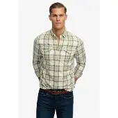 Superdry Chemise 'The Merchant Store' beige clair / olive / vert pastel