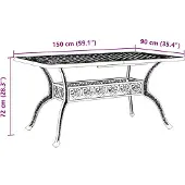 vidaXL Table de jardin noire 150x90x72 cm fonte d'aluminium