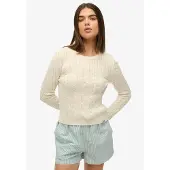 Superdry Femme Pull Torsadé Slim Essentials Crème Taille: 36