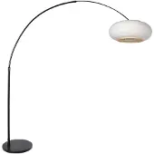Steinhauer Lampe à arc noir Silva Alba avec capuche blanche