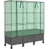 vidaXL Jardinière avec couvercle de serre et roulettes, lot de 3, PP