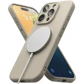 Ringke - Silicone Magnetic MagSafe - iPhone 16 Pro Max - Stone (Apple iPhone 16 Pro Max), Coque pour téléphone portable, Gris