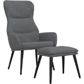 vidaXL Fauteuil relax avec pouf Tissu gris clair