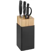 Zwilling Ensemble de couteaux Four Star, 5 pièces – Bloc en bois et caoutchouc, couleur noire – Couteaux de cuisine FRIODUR, trempés au froid, incluant des ciseaux universels