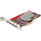 StarTech.com .com P10Q4A-USB-CARD, PCIe, USB 3.2 Gen 2 (3.1 Gen 2), PCIe 3.0, SATA 15 broches, rouge, ASMedia - ASM3142, ASMedia - ASM2812X