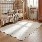 Little Olly Tapis lavable - Cloudy Dots Blanc | 200x290 cm | Rectangulaire | Pile courte