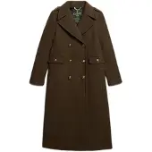 Superdry Double Breasted Wool Coat Marron XS Femme
