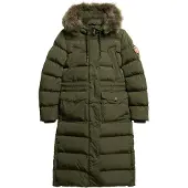 Superdry Femme Manteau Long en Fausse Fourrure Everest Kaki Taille: 40