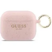 GUESS Étui en silicone avec paillettes et anneau pour AirPods Pro 3 - rose