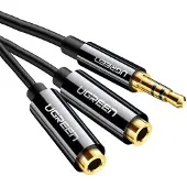 UGREEN jack 3,5 mm - 2x 3,5 mm femelle (0.25 m, Câble AUX)