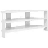 vidaXL Armoire TV d'angle blanc brillant 102x40,5x45cm Matériau dérivé du bois