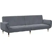 vidaXL Canapé-lit à 2 places avec repose-pied gris foncé velours