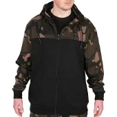 FOX Sweat à capuche LW noir / camouflage à fermeture éclair partielle - Sweat de pêche, taille : XXL