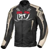 Berik Veste de moto imperméable en textile Amras, noir/kaki/rouge, taille 56