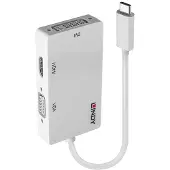 Lindy 43273 Adaptateur USB 3.1 Type C vers 3 écrans HDMI, DVI, VGA