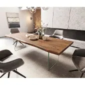 DELIFE Table à manger Edge 260x100 XL acacia marron verre Live-Edge