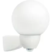 ESYLUX AL Monza/Garda lampe à détecteur, 77W, lampe halogène HV, blanc, mat, appareillage non nécessaire, E27, IP44, verre opalin