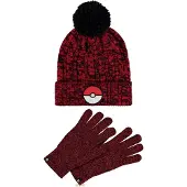 Difuzed Unisexe, Bonnet, POKÉMON - Poké Ball - Coffret cadeau bonnet et gants, Rouge, (Taille unique)