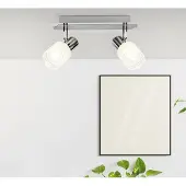 Brilliant LED Applique Lea | Spot mural intemporel | 2 flammes | métal/verre | fer/chrome/blanc | Têtes orientables | 2x E14 max 4 W