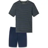 Schiesser Pyjama court 'Casual Essentials' bleu / gris / noir