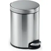 Durable Poubelle ronde à pédale en acier inoxydable 5L, Argent, 340023