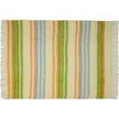 Hubsch - Couverture Loom, rayures vertes/jaunes, 140 x 200 cm