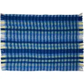 Hubsch - Couverture Loom, à carreaux bleus, 140 x 200 cm