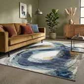 FRAAI Tapis moderne - Strong Brush Bleu/Jaune | 80x150 cm | Rectangulaire | Tissage plat