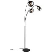 TRIO Lampadaire sur pied Lumina luminaire noir avec verre chromé