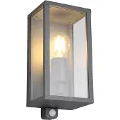 TRIO Applique d'extérieur avec détecteur de mouvement GARONNE anthracite 1xE27x60W verre, dimensions : 29x14x15 cm, IP44